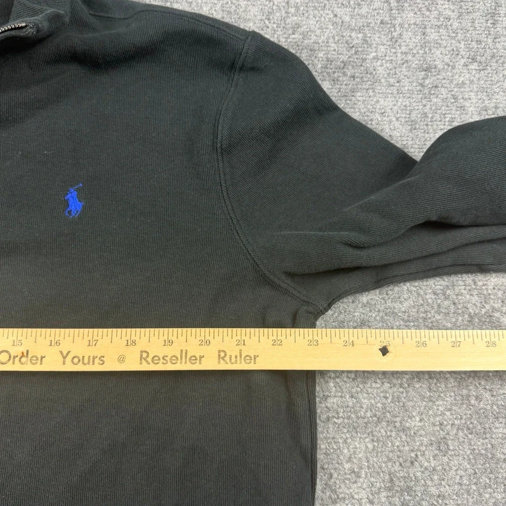 Polo Ralph Lauren Quarter Zip Pullover Mens Large Black Estate Rib Blue Pony
